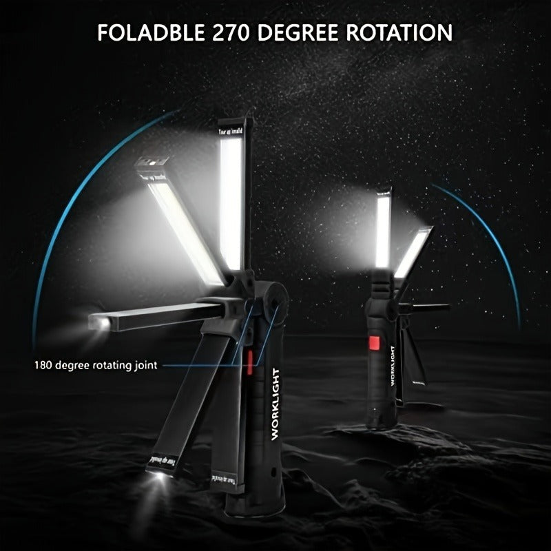 10 Pack – COB LED Work Light, 1000 Lumen Rechargeable Portable Hanging Camp Lamp with Built-In Battery, 200M Range for Camping, Yard, Party & Vehicle Maintenance