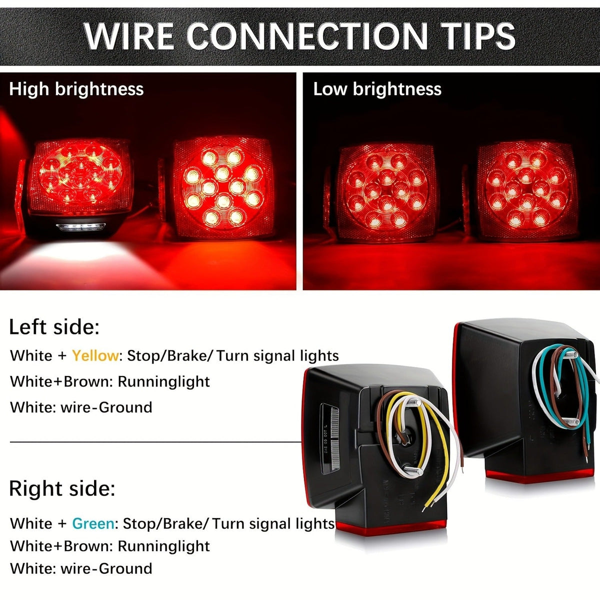 Utility Trailer Lights for Boat, RV & Truck Under 80", Complete Wiring Harness, License Plate Bracket, Corrosion-Resistant Tail & Turn Signal Lights | LED - product image 5