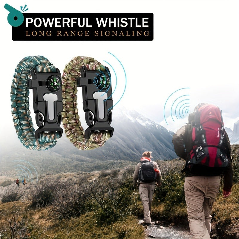 Paracord Survival Bracelet 2-Pack | 5-in-1 Tactical Emergency Bracelet with Fire Starter, Compass, Loud Whistle & Scraper, Outdoor Gear for Hiking, Camping - product image 5