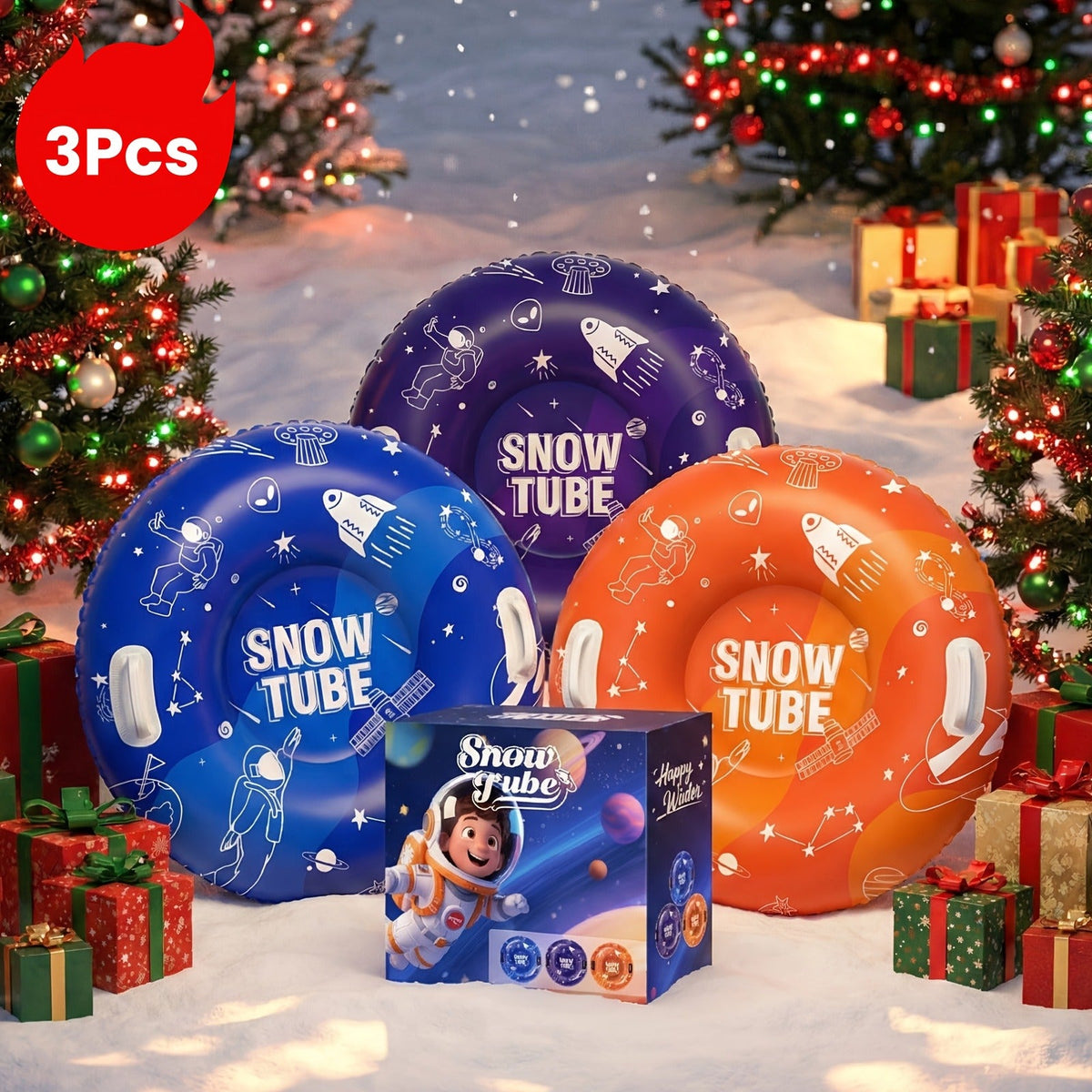 Triple-Layer PVC Snow Tubes 36 & 40 Inch, 220 lbs Capacity, 3-Layer Airlock Valve, Non-Slip Thickened Base & Embossed Handles for Ski Resort & Outdoor Winter - product image 2