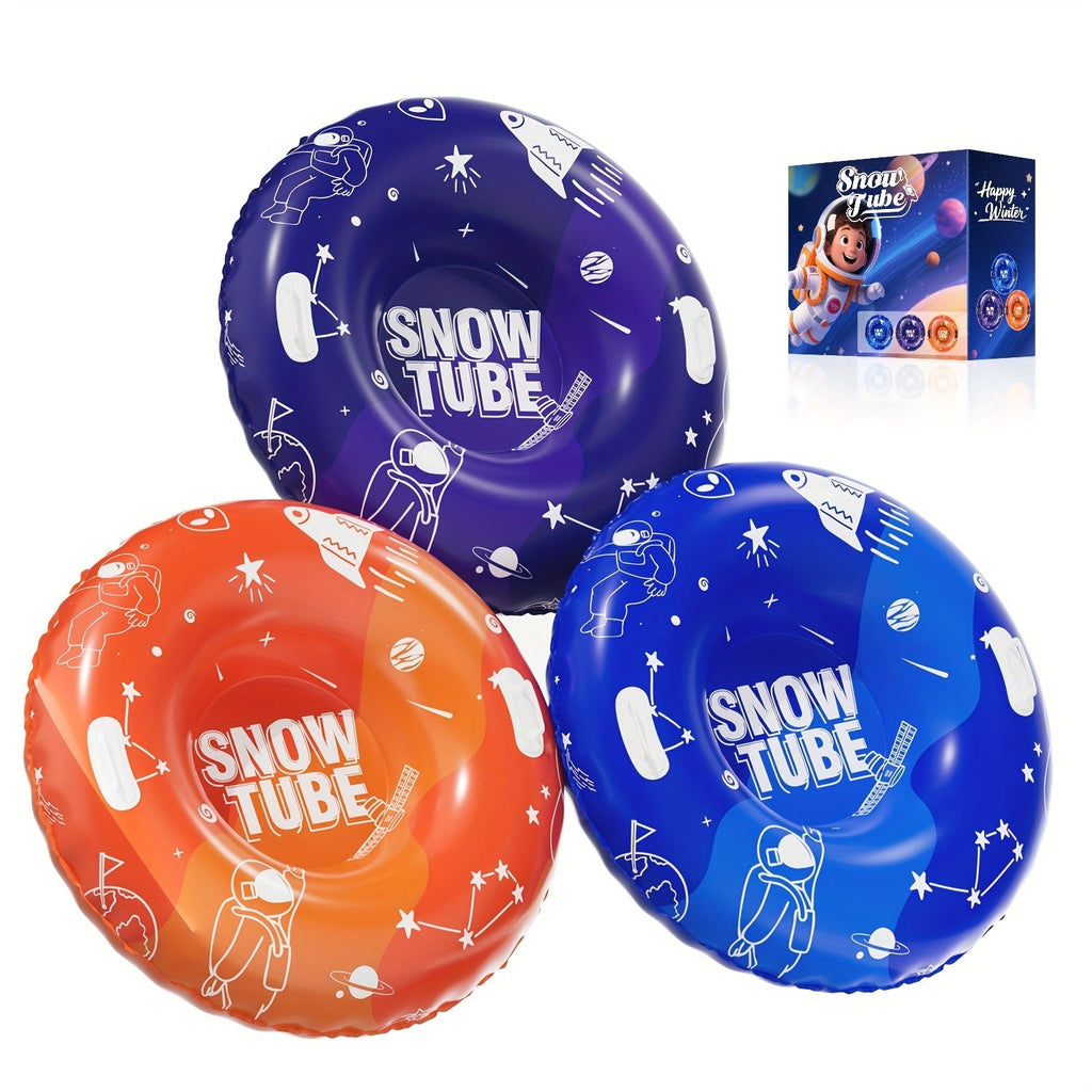 Extra-Large PVC Snow Sleds with 2 Dual Handles, Rugged Inflatable Snow Tubes for Hill Sledding, Ski Resort & Outdoor Winter Snow Sports – Snow Tubes for Adults 36 Inch 3-Pack
