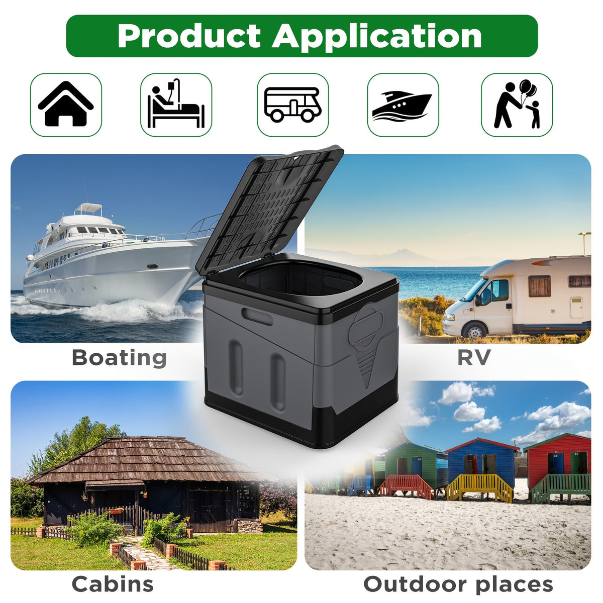 Travel-friendly Folding Camping Toilet with Carry Bag & 12 Waste Bags – Ventilated Easy-Clean Commode for Camping, Hiking, Boating, Road Trips, Festivals - product image 7