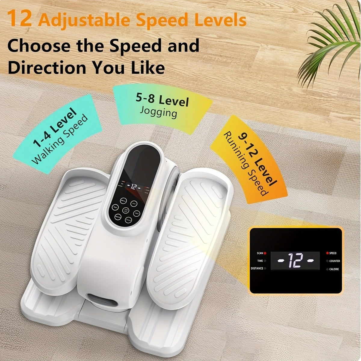 Under Desk Elliptical Machine | 12-Speed Electric Seated Leg Exerciser, Quiet & Carry-along Foot Pedal Trainer with Remote, for Seniors & Home Office Workouts - product image 5