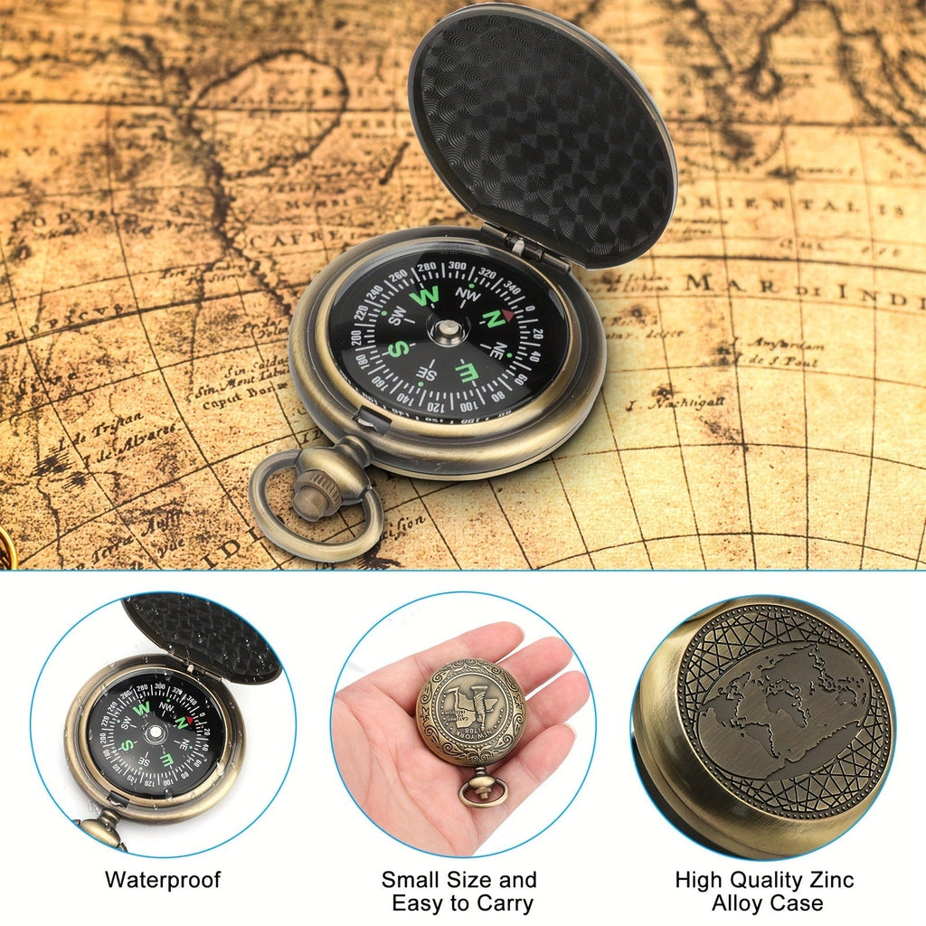 Space-saving Outdoor Navigation Tool for Hiking, Camping, Mountaineering & Adventures, Christmas Gift for Outdoor Enthusiasts | Vintage Pocket Compass Luminous - product image 5