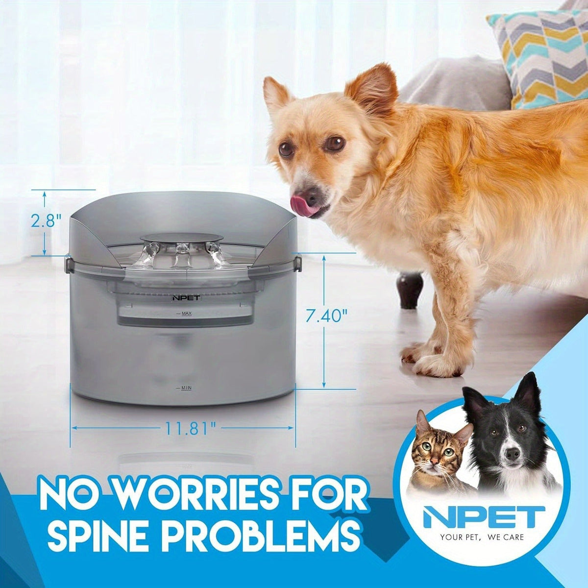 Automatic Pet Water Dispenser Triple Filtration with Splatter Guard & Cleaning Kit for Large Dogs & Multiple Pets 1.3Gal or 2Gal Options – Dog Water Fountain 2 - product image 5