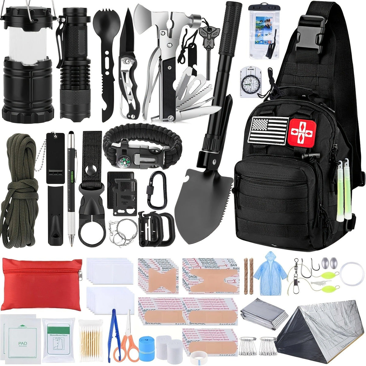272-Piece Survival Gear Kit with Tactical Bag – Crossbody & Molle Bag Options – Emergency Survival Equipment with Fire Starter, First Aid & Outdoor Tools for - product image 8