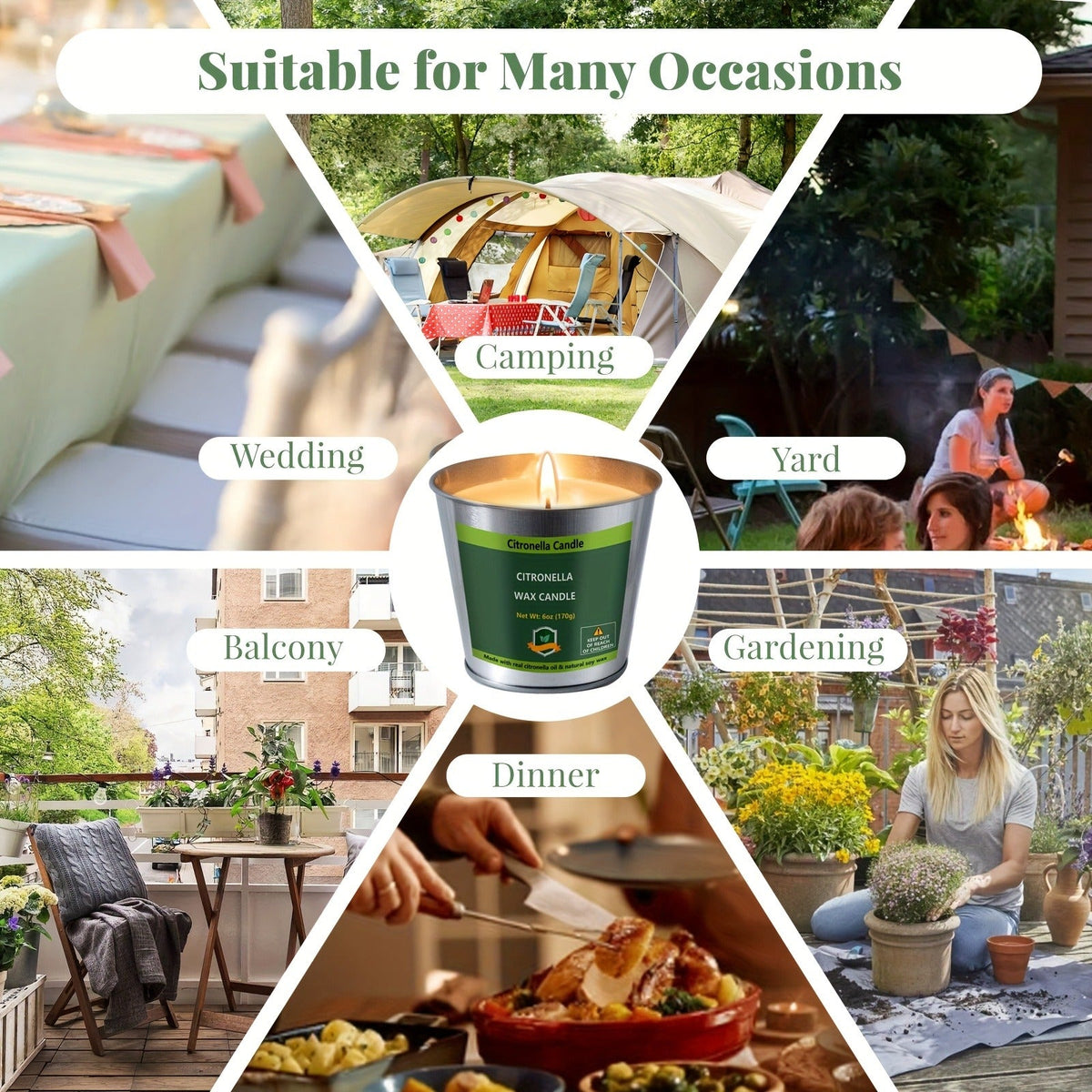 Citronella Candles Set 4 Pack Outdoor Indoor Bug Repellent Candles for Patio BBQ Garden Yard Camping Party Deck Holiday Gift Fall Candles Mosquito Repellent - product image 6