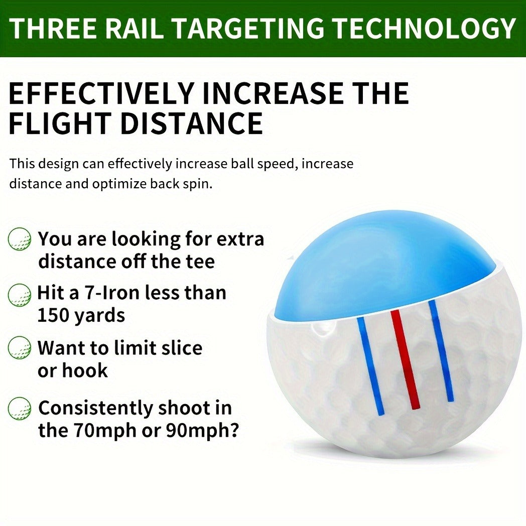 Golf Balls 6pcs Long Distance High Speed with 360-Degree Aiming Line Add 40+ Yards Distance Sturdy Performance Golf Ball Set for Men Women Beginners Advanced Players Practice Training