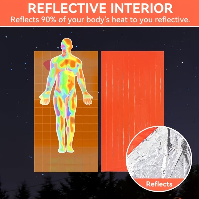 Lightweight Foil Space Blanket for Camping & Hiking | Emergency Thermal Blanket Survival Sleeping Bag