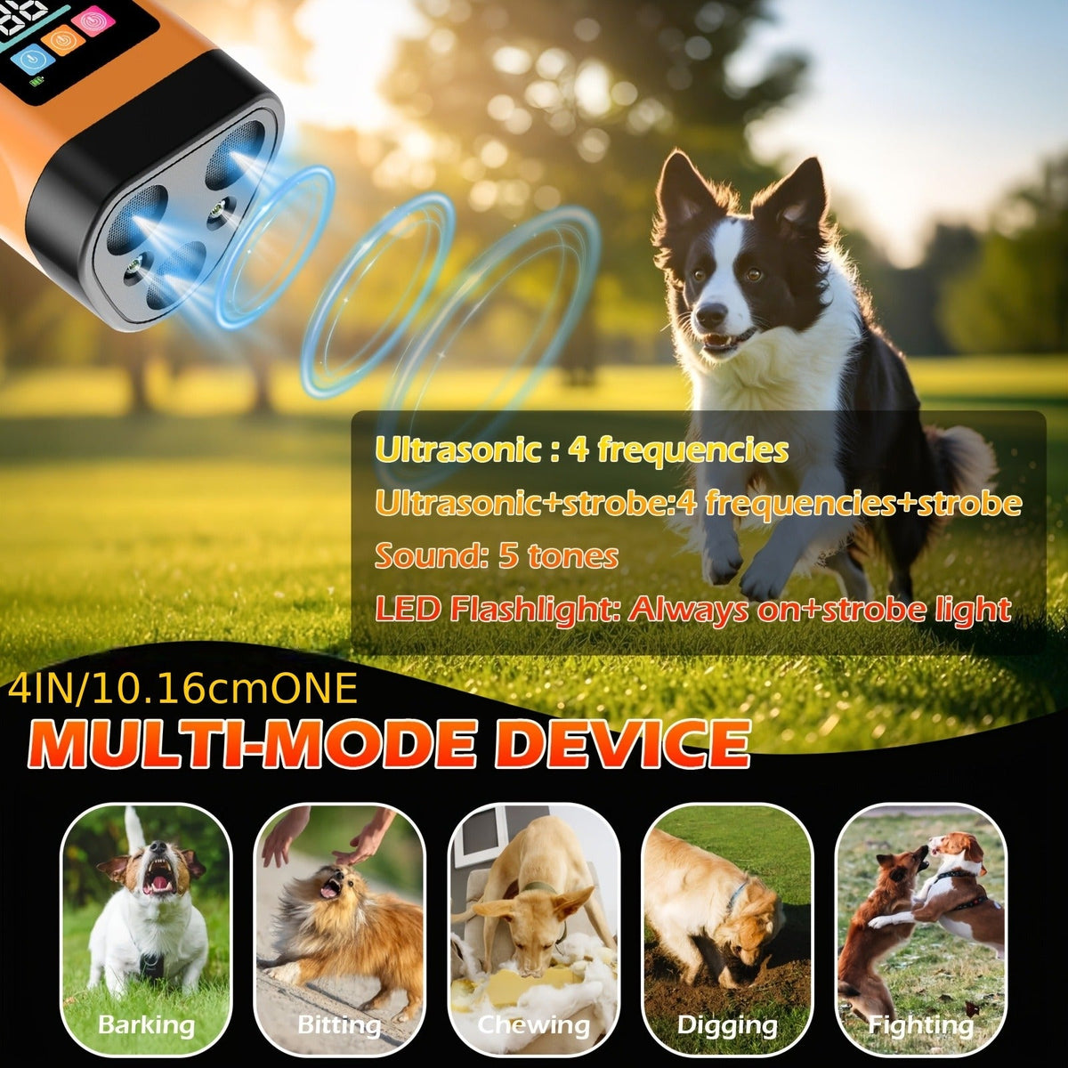 Triple-Head Ultrasonic Bark Deterrent, High-performance Soundwave Technology, USB Rechargeable Portable Handheld Anti-Barking Device, Dog Behavior Training - product image 5