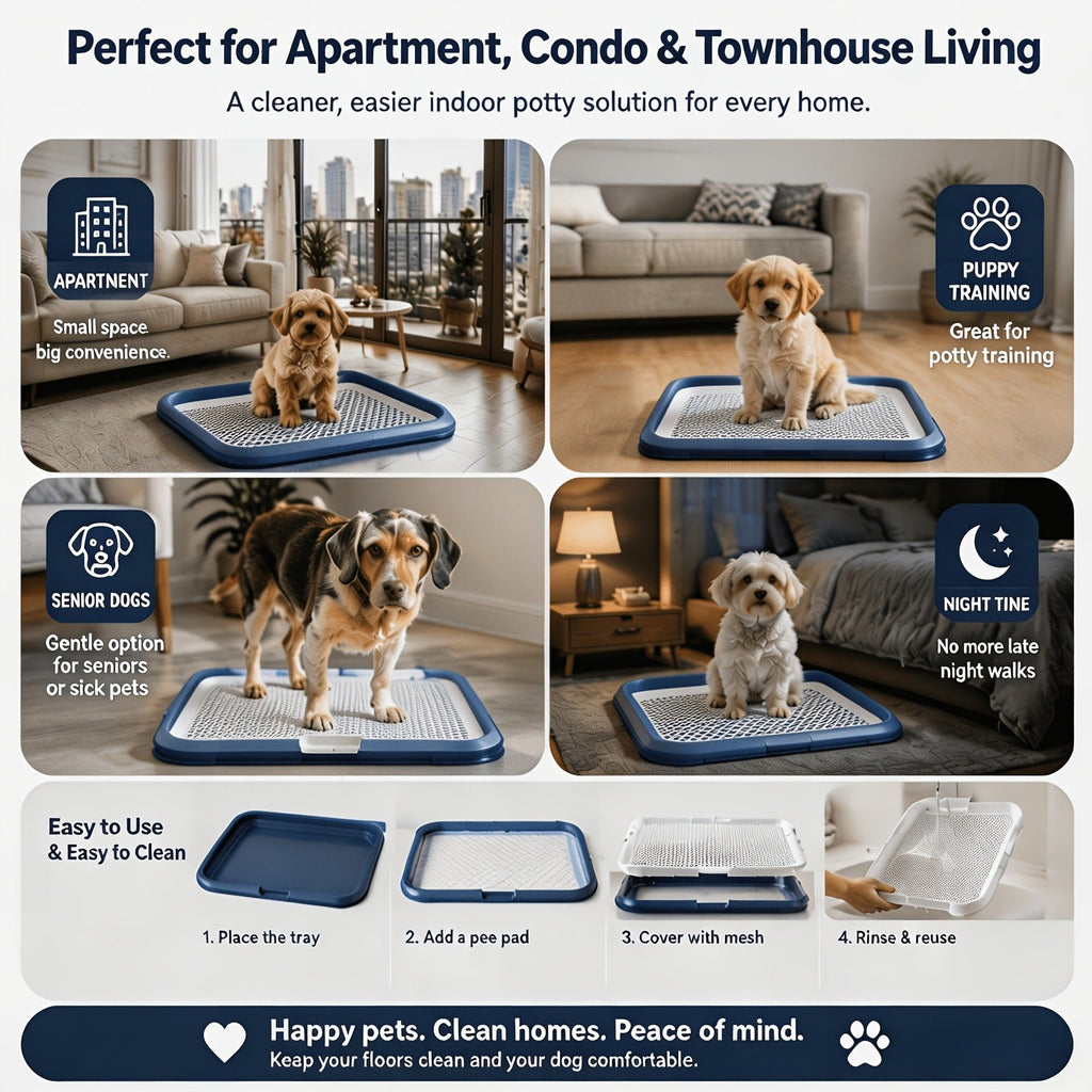 Indoor Dog Potty Tray with Removable Grating – Leak-Proof Puppy Training Toilet, Washable Pee Pad Holder for Apartments, Easy Clean Dog Bathroom, 7 Colors - product image 6