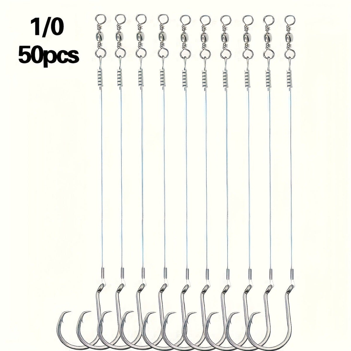 Octopus Offset Steel Fishing Hooks for Catfish, Bass, Saltwater & Freshwater, Size 1/0 to 7/0 – Circle Hooks 50pcs