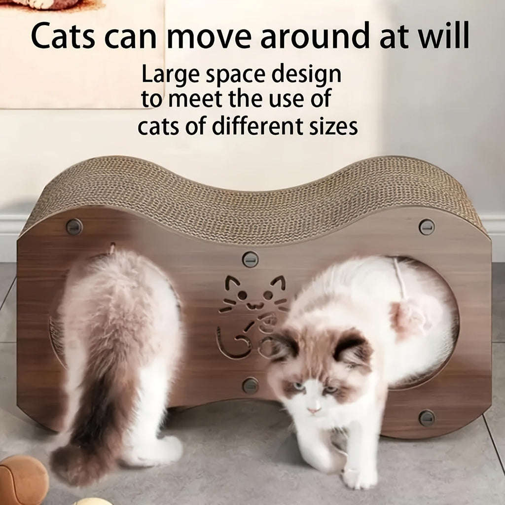 Cat Scratching Post with Integrated Cat Bed – Sturdy Walnut Wood Base, 4-Season Woven Scratch Pad, Indoor Cat Scratcher Lounge for Scratching, Lounging & Play - product image 7