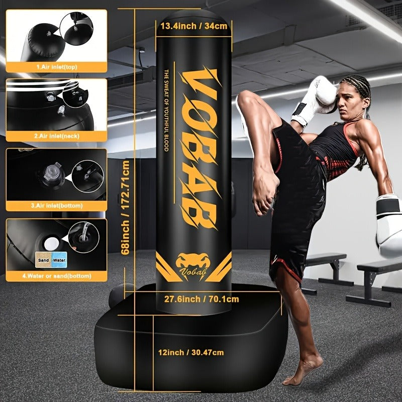 MMA, Muay Thai, Karate & Boxing Training, Men & Women – 70-Inch Freestanding Punching Bag with Stand for Adults