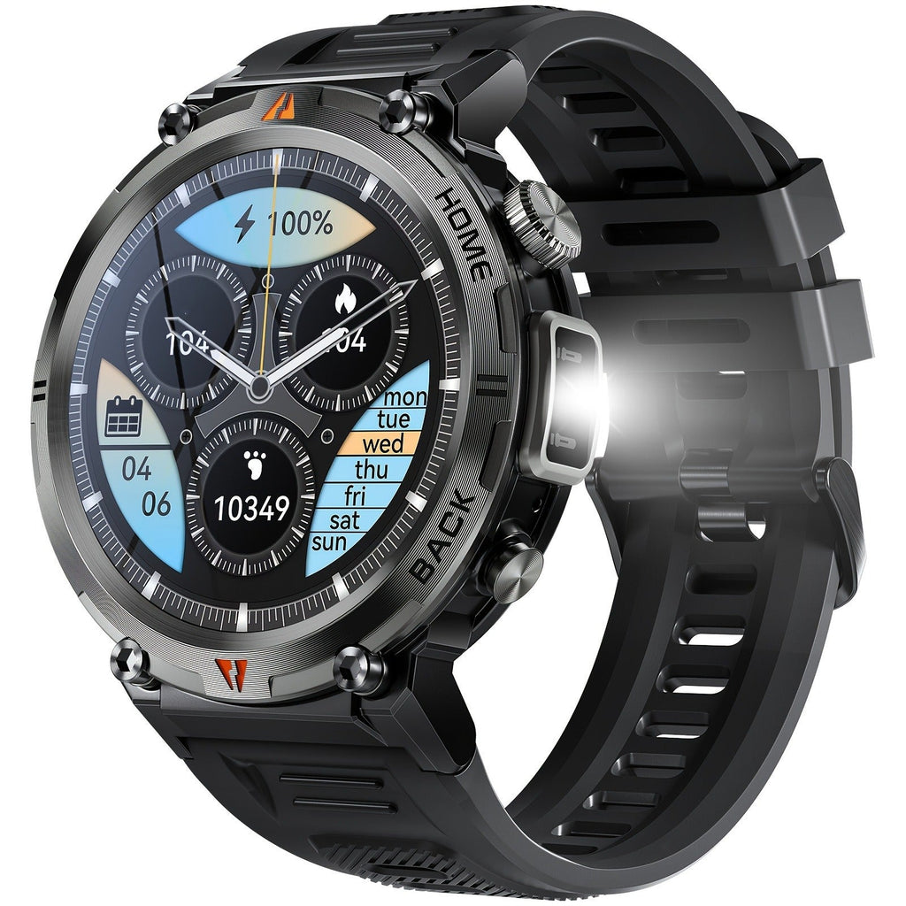 Wireless Calling, HD 1.45" Screen, LED Light, Fitness Tracker, iPhone & Android | EIGIIS KE3 Rugged Smartwatch for Men - product image
