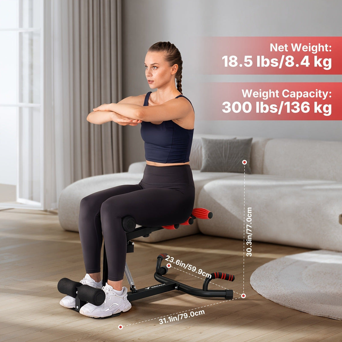 Adjustable Core & Leg Exercise Equipment, Push-Up Workout Machine for Women, Home Gym Strength Training – Glute Trainer Deep Squat Machine