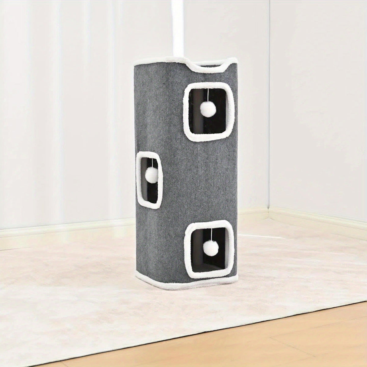 Cat Tree Tower Multi-Level Collapsible | Indoor Cat House with Scratch Resistant Post, Soft Top Cat Bed, Cat Hideaway & Bell Ball Toy, 1 2 3 Layer Cat Climbing - product image 13