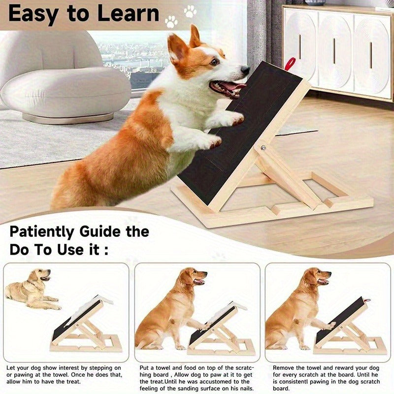 Dog Scratch Pad for Nails | 65°) Foldable Nail File Scratch Board, Includes 2 Sandpaper Sheets, Nail Clipper Alternative for Dogs, with or without Bracket - product image 11