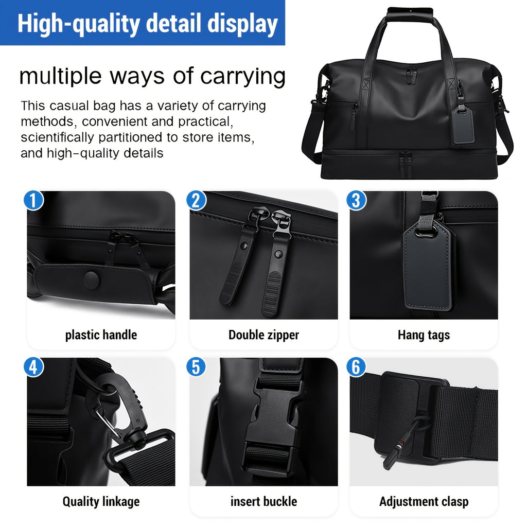 Lightweight Weekender Travel Bag for Workout, Daily Use, Carry-On & Overnight Trips, Available in Black, Blue & Gray – Gym Duffel Bag PU Collapsible Sports - product image 10