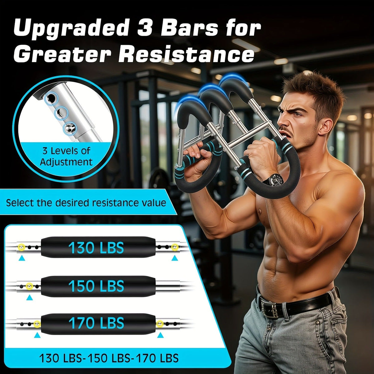 Adjustable Arm & Tricep Trainer – Spring Chest Expander Bar