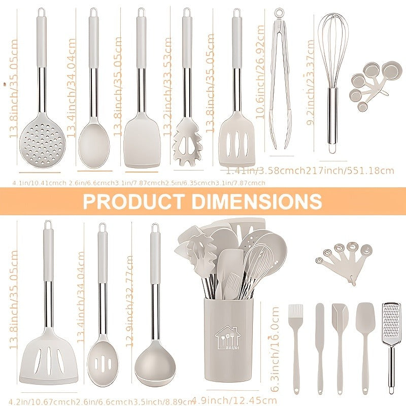 Silicone Kitchen Utensils Set 25pcs Nonstick Cooking Utensils with Stainless Steel Handle Food-Grade Silicone Spatulas Spoons Tongs Complete Kitchen Tool Set - product image 8