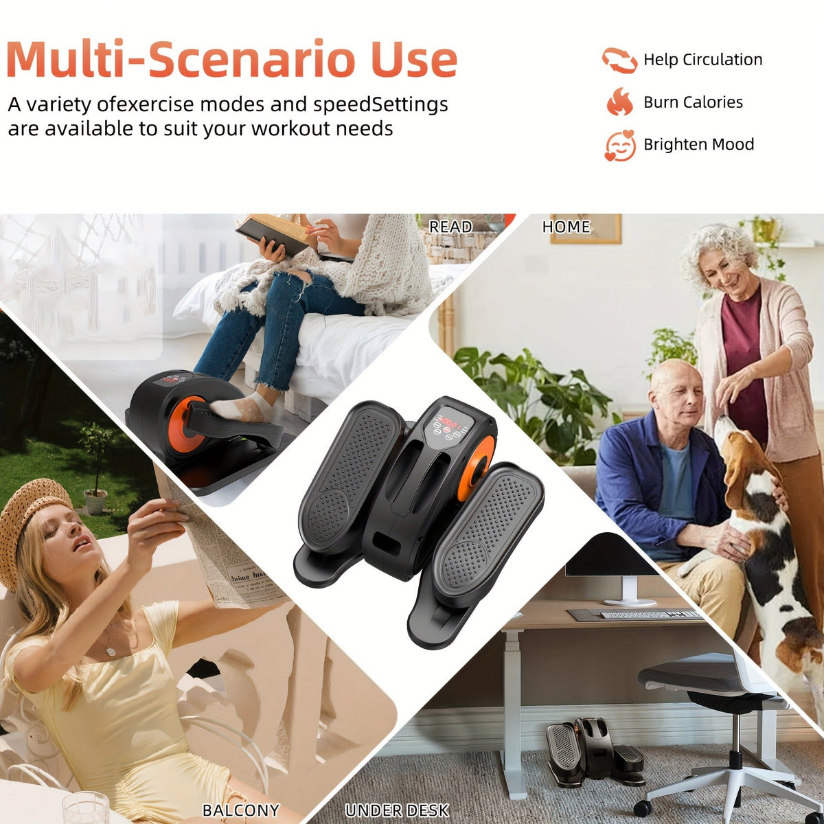 Under Desk Elliptical Machine Fully Assembled Quiet Carry-along Seated Pedal Exerciser with Remote Control 12 Adjustable Speeds for Home Office Workout Low - product image 8
