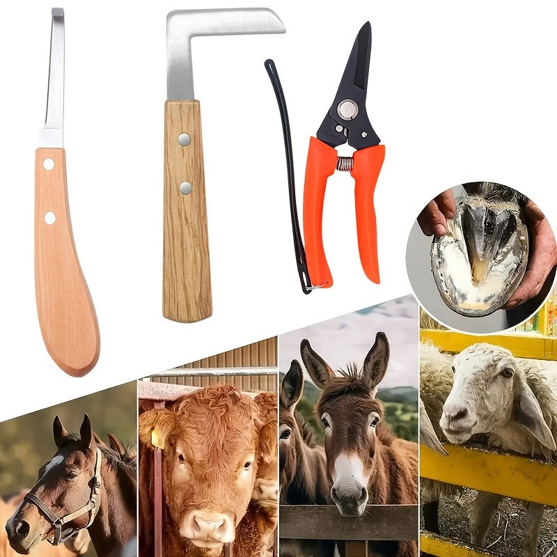 Hoof Trimming Kit 9-Piece Professional Farrier Tools | 10" Carbon Steel Hoof Nippers, Shears, Nail Clipper, Mini Rasp & Hoof Knife for Horse & Goat | Complete - product image 7