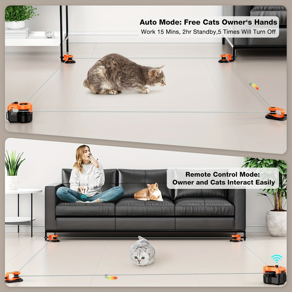 Electric Feather Mouse Lure Coursing Machine with DIY Track, Mouse Sounds, Auto Timer, Boredom Buster for Indoor Cats Kittens, 2 Speed Modes | Interactive Cat - product image 17