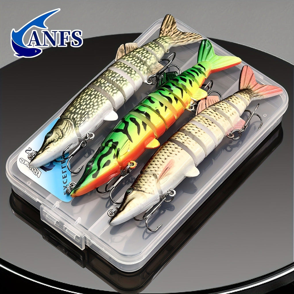 Slow Sinking Lifelike 3D Eyes ABS Body, Pearl Powder Coating, 8-Section Woven Fabric Jointed Lure Kit for Freshwater & Saltwater, 2 Models (FCP2P-392 / - product image 5
