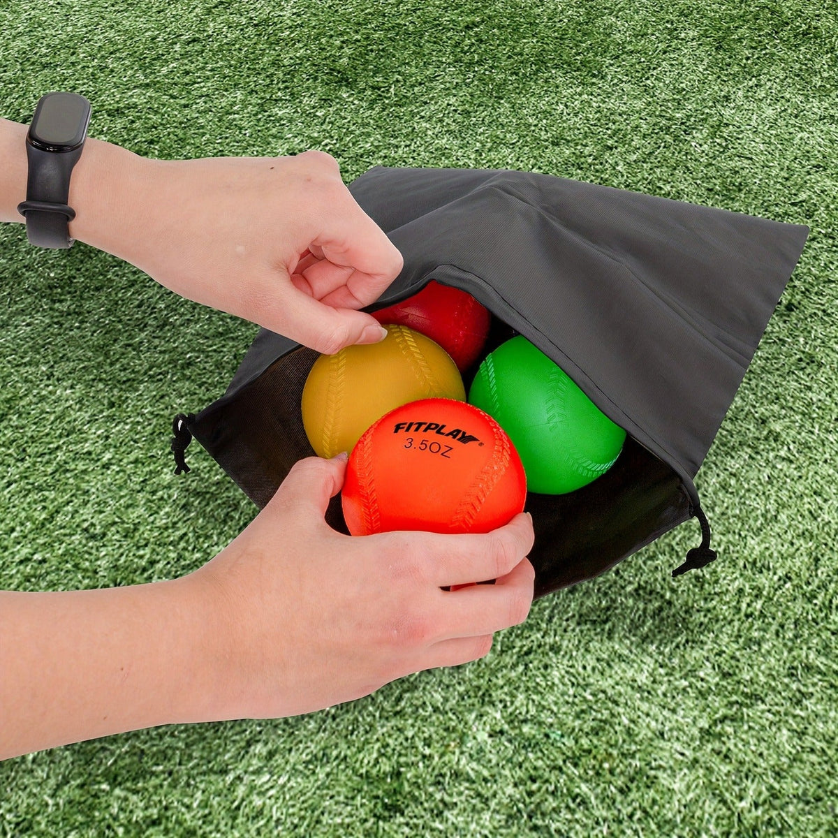 Weighted Ball Set of 6 with Mesh Bag & Air Nozzle | PVC - product image 6