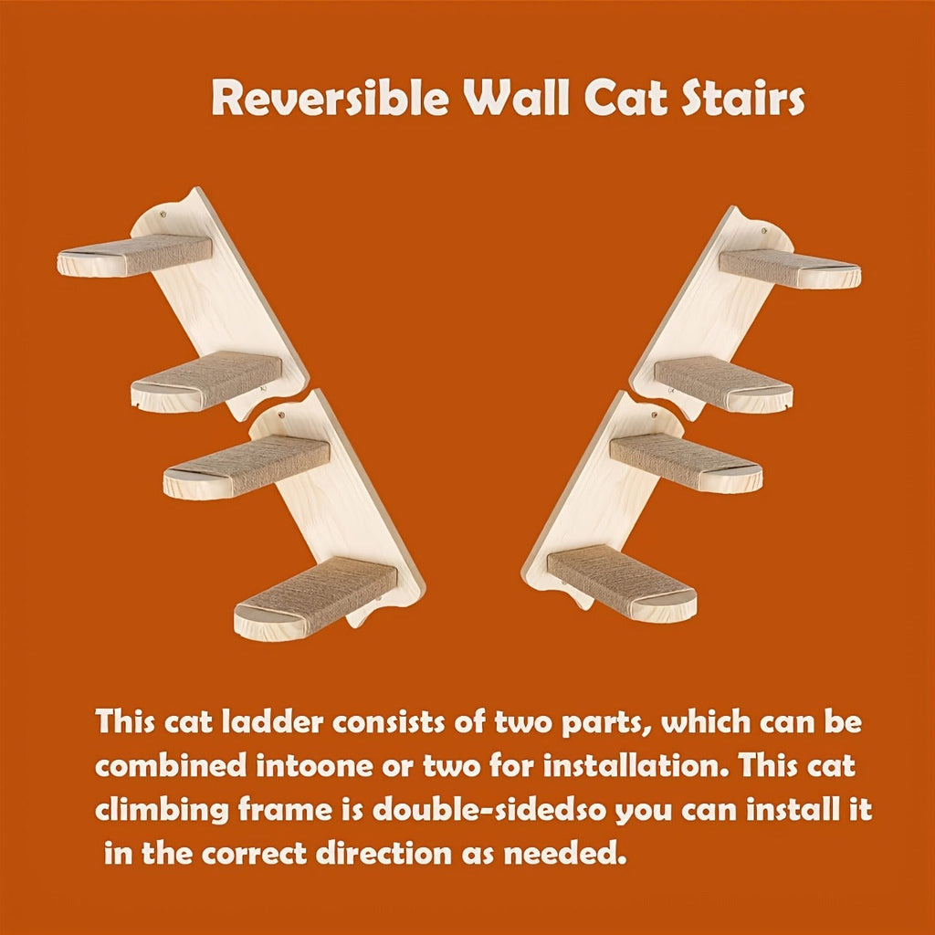 Wall-Mounted Cat Climbing Frame Solid Wood Cat Stairs Ladder Perch Jumping Platform All Season Indoor Cat Wall Furniture Adorable Cat Steps for Daily Pet Care - product image 7