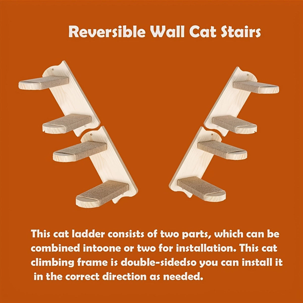 Wall-Mounted Cat Climbing Frame Solid Wood Cat Stairs Ladder Perch Jumping Platform All Season Indoor Cat Wall Furniture Adorable Cat Steps for Daily Pet Care - product image 7