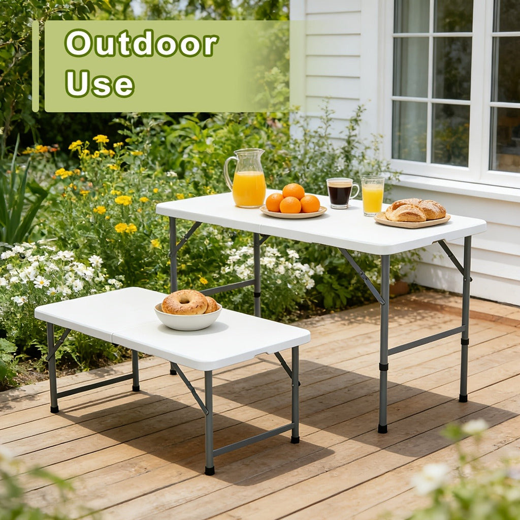 Folding Picnic Table Travel-friendly Plastic Camping Table Indoor Outdoor with Carrying Handle Lock 4FT 6FT Featherlight Fold Up Dining Table for Camping - product image 9