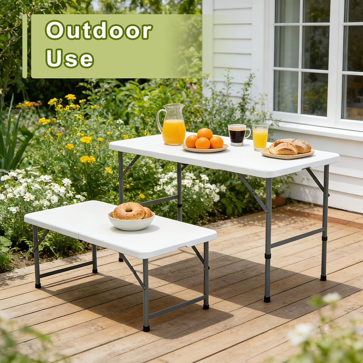Folding Picnic Table Travel-friendly Plastic Camping Table Indoor Outdoor with Carrying Handle Lock 4FT 6FT Featherlight Fold Up Dining Table for Camping - product image 9