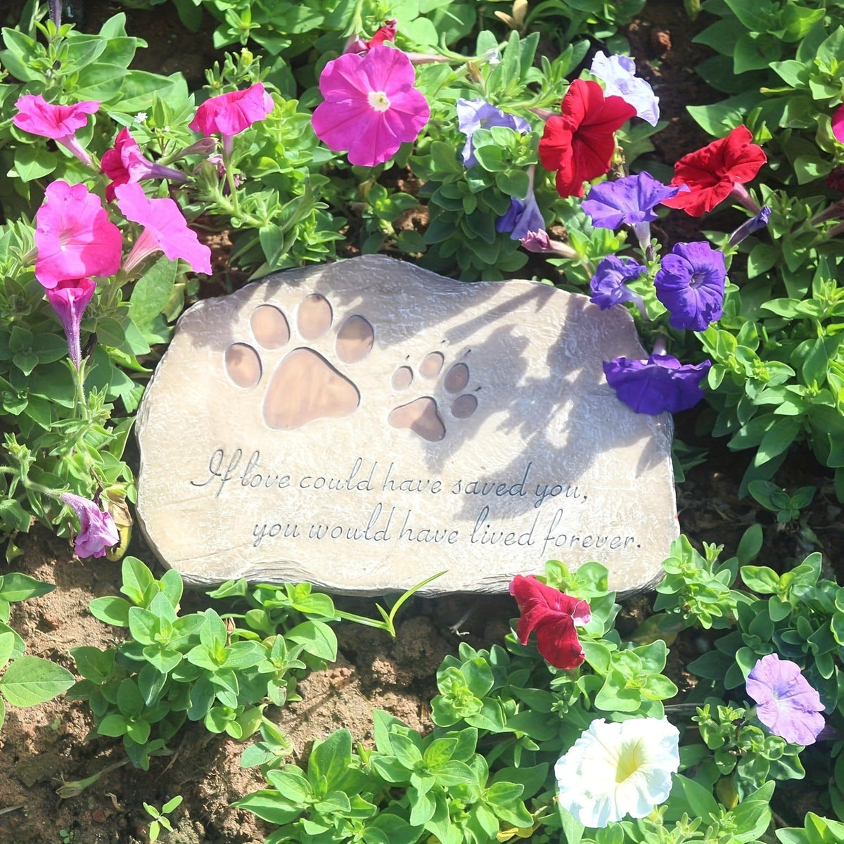 Pet Memorial Stone Hand-Painted Paw Print Garden Grave Marker for Dogs & Cats | Heartfelt Dog Cat Memorial Gift | Sympathy Loss Gift Indoor Outdoor Pet Remembrance Stone | Brown