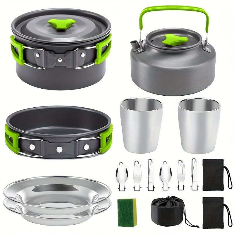 Camping Cookware Set for 2-3 People – Frying Pan – Carry-along Aluminum Outdoor Cooking Kit with Pot – Kettle & Cutlery – Featherlight Foldable Camp Kitchen - product image 7