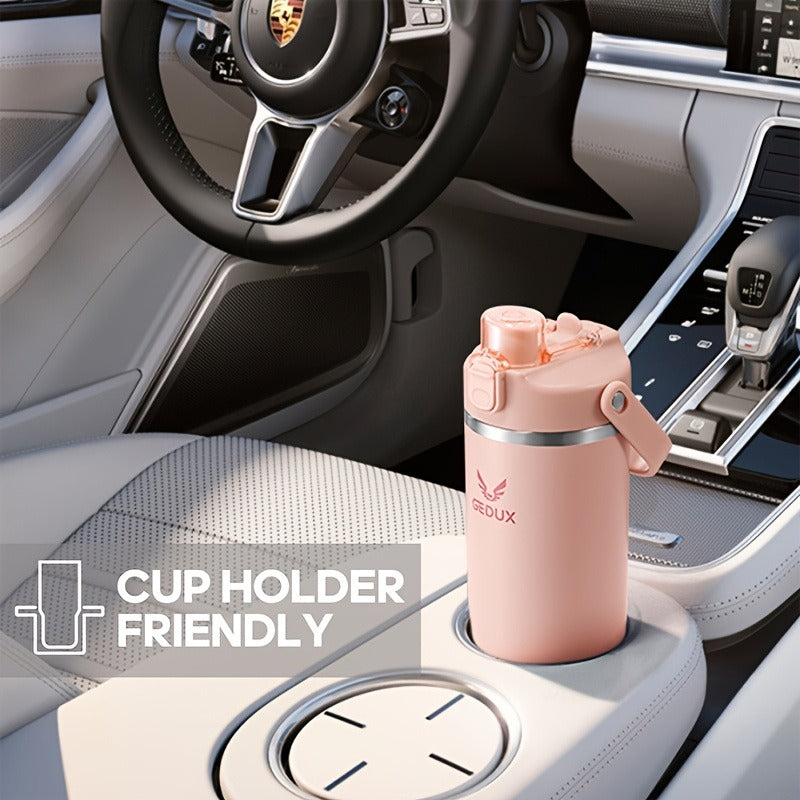 Vacuum Insulated Tumbler 32oz Stainless Steel with Handle Straw 2-in-1 Lid Chug Straw Lid Silicone Boot Matte Finish Keeps Drinks Cold Hot for Travel Gym Outdoor for Kitchen & Dining