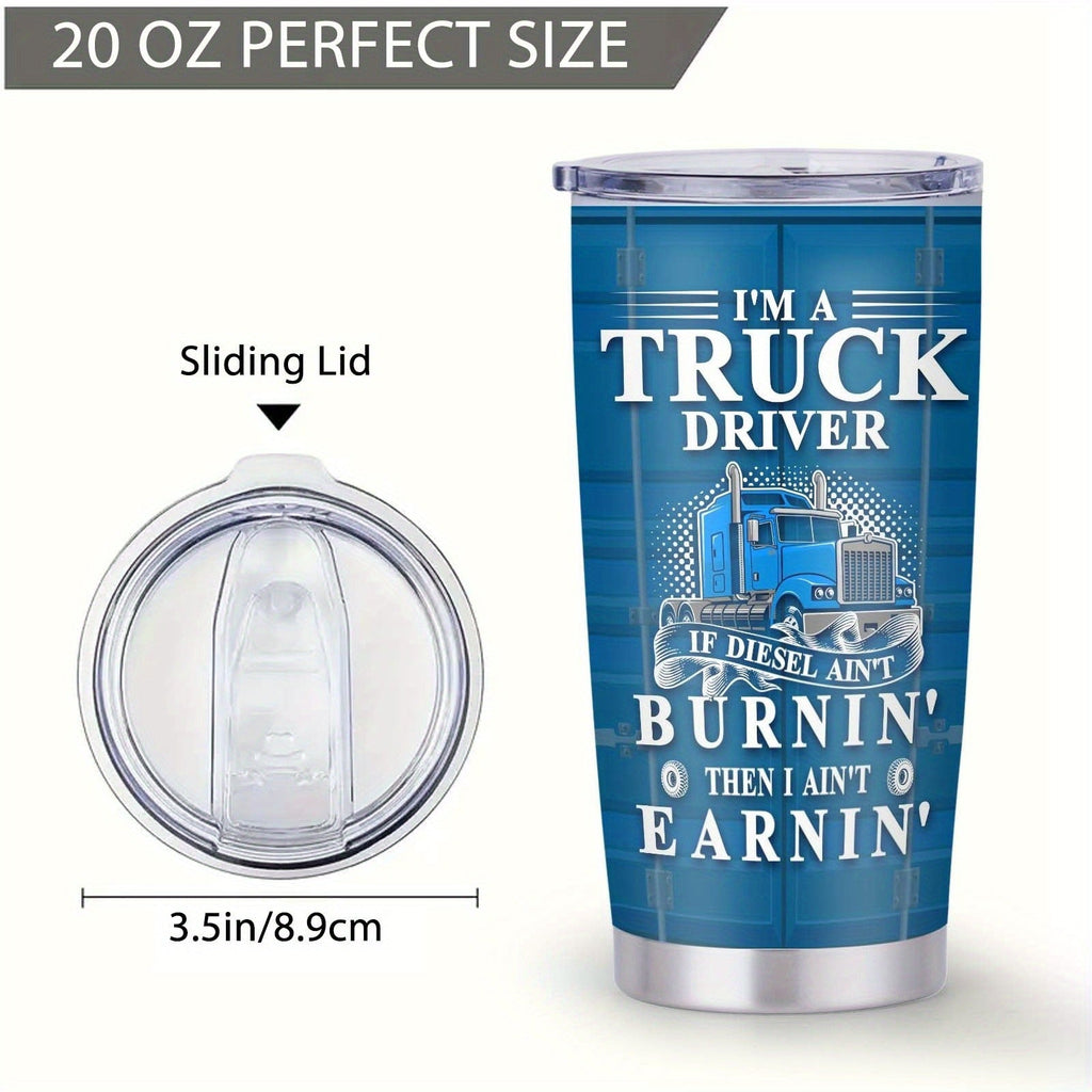 Truck Driver Tumbler 20oz Stainless Steel Insulated Coffee Cup with Lid Birthday Gift for Husband Son Grandpa Nephew Farmer Truck Driver Men for Kitchen & Dining