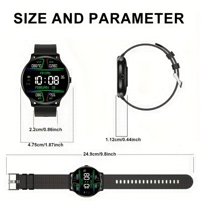 Fitness Tracker Smartwatch for Men & Women | 1.28" Display, Sleep Monitor, Step Counter, Distance Tracker, Running & Gym