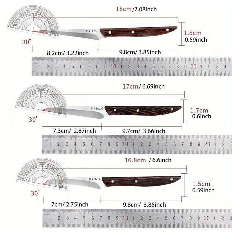 3-Piece Carving Knife Set Fixed Blade Whittling Knives | Carry-along Multifunctional Peeling Knife with Anti-Slip Outdoor Log Handle | Kitchen Tools Camping Gear Gifts for Dad Men