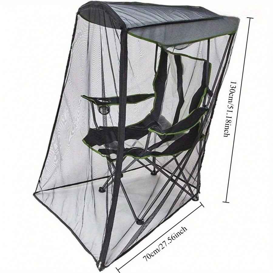 Hanging Chair Mosquito Net with Sunshade Cover | Double Layer Multi-Purpose Insect Protection Net for Patio, Balcony & Poolside | Black, White or Grey (Chair Not Included)