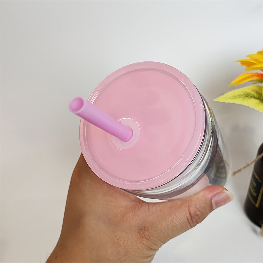 Clear Plastic Snow Globe Tumblers 16oz Double Wall Bulk Set 25 or 50 Cups Pre-Drilled Hole Colored Lid Straw for Iced Coffee Boba Soda Party DIY Customization - product image 10