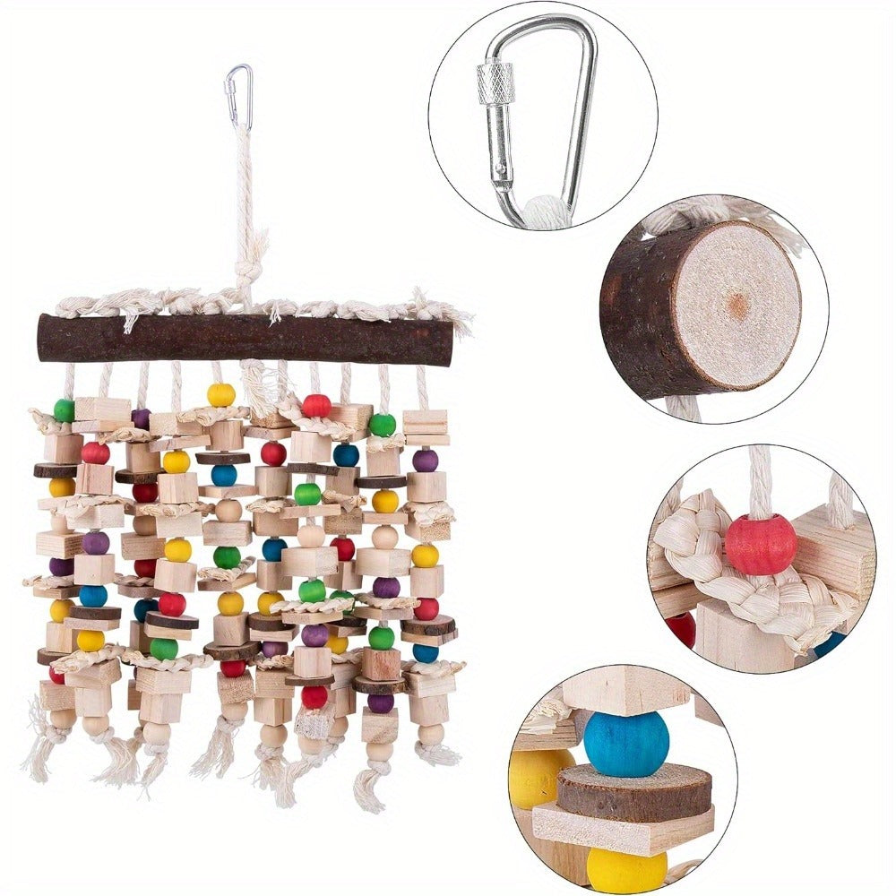 Multicolored Foraging Shredding Toy for Large Parrots & Birds – Bird Parrot Chewing Toy Large Natural Wooden Blocks Tearing Toy 15.7"x9.8" for Macaws Cockatoos - product image 5