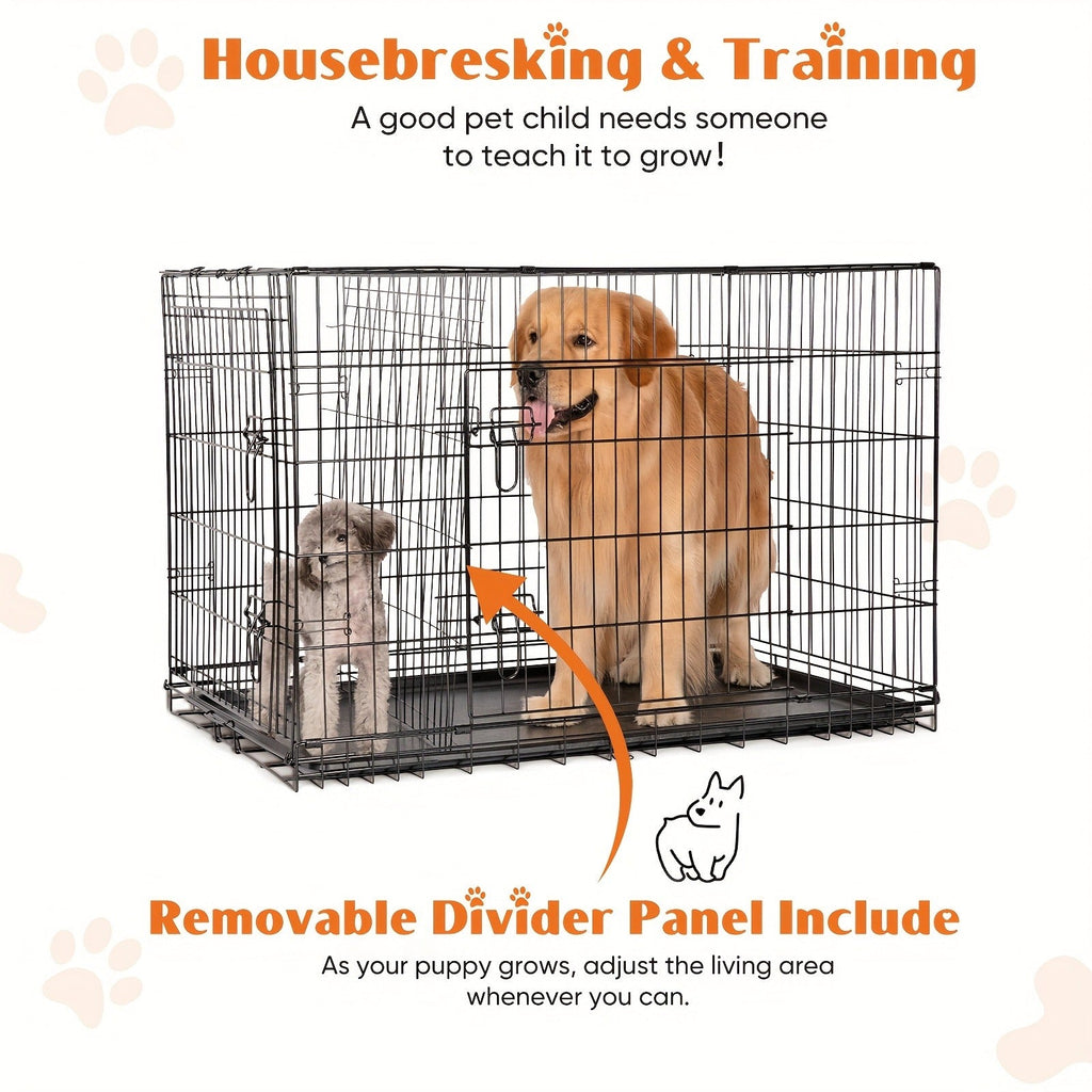 36 Inch Carry-along Reinforced Kennel for Indoor & Outdoor Use | Folding Metal Dog Crate with Divider & Removable Tray - product image 9
