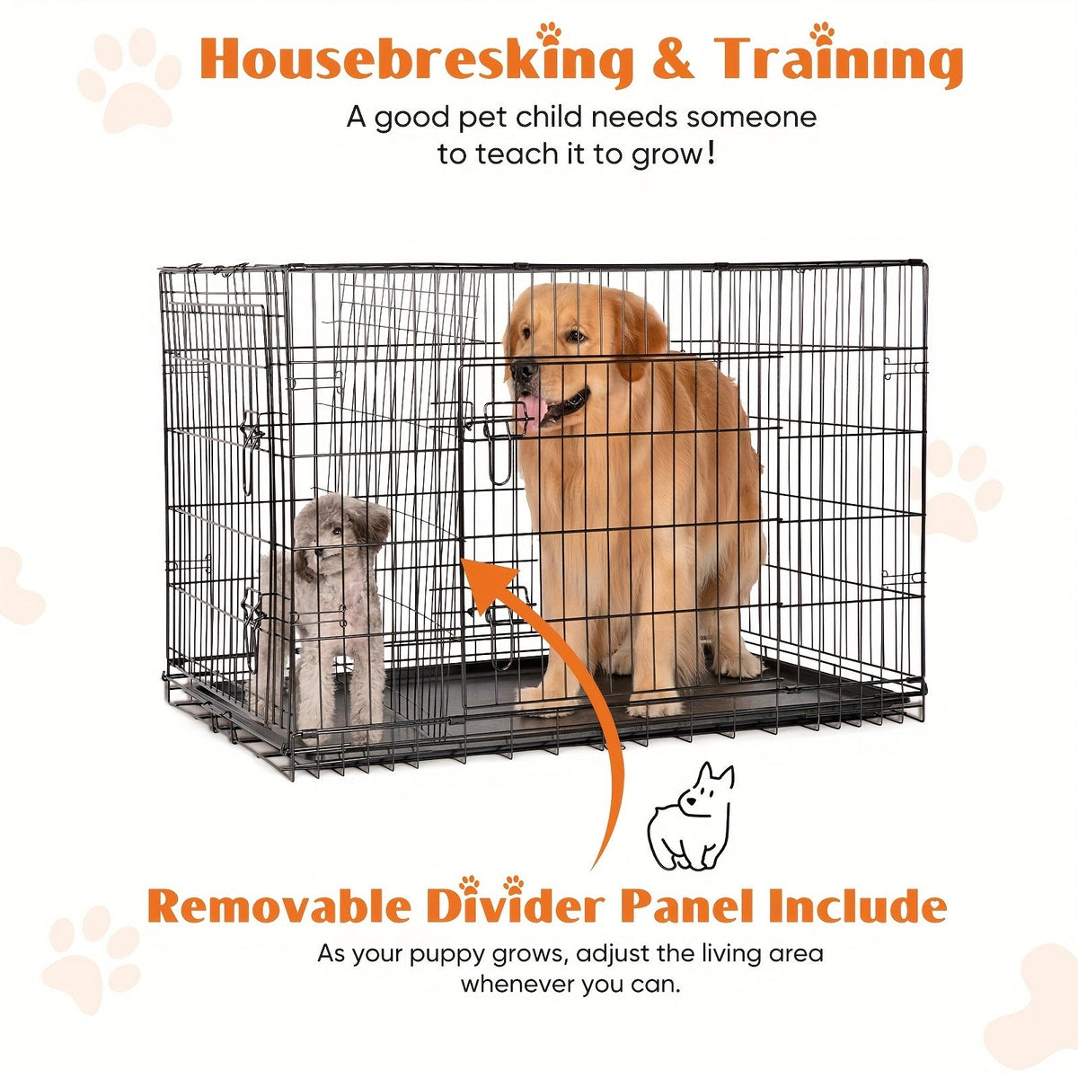 36 Inch Carry-along Reinforced Kennel for Indoor & Outdoor Use | Folding Metal Dog Crate with Divider & Removable Tray - product image 9