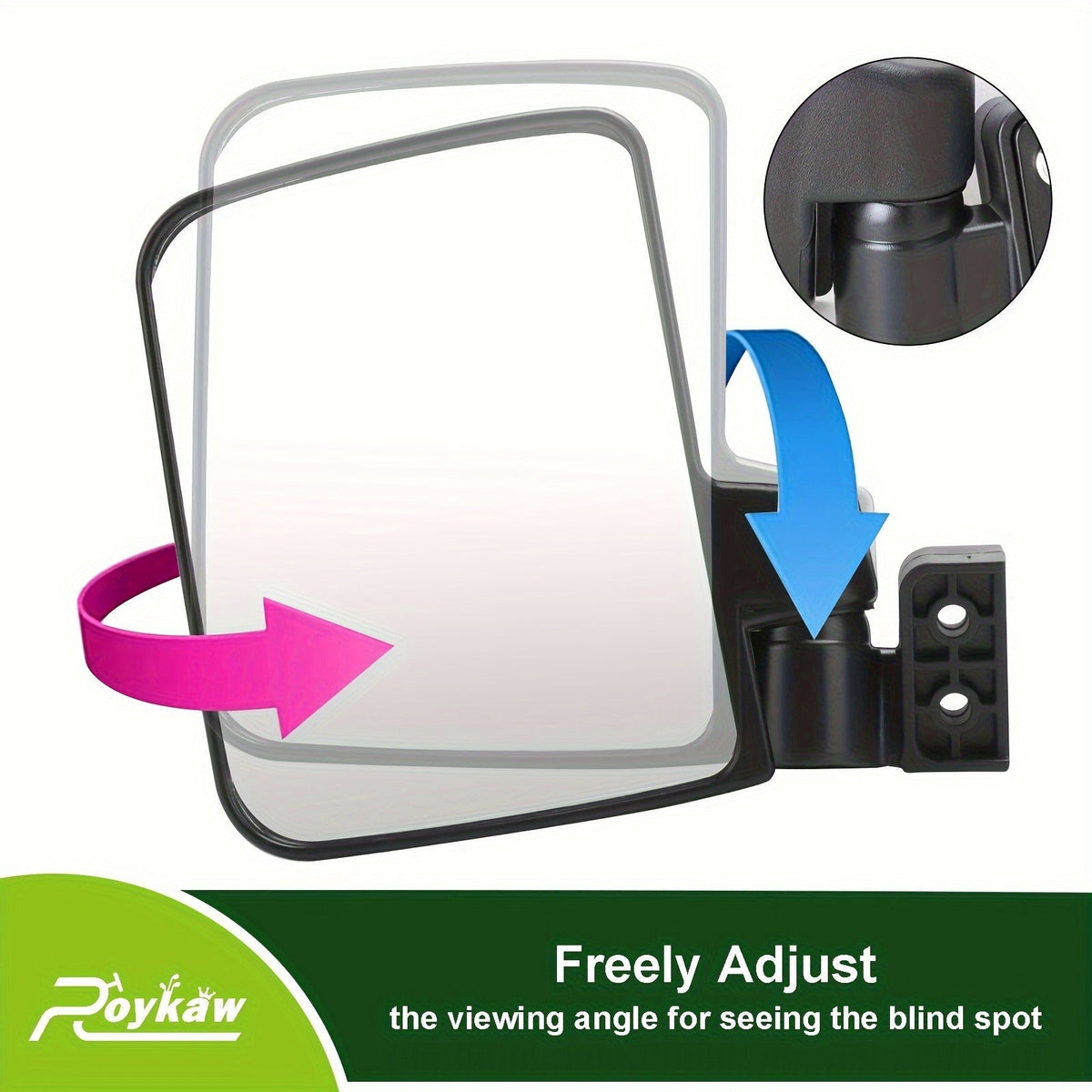 Convex Golf Cart Side Rear View Mirror for EZGO Club Car Yamaha G29 Square Frame | No Drilling Hassle-free Install Wide Angle Blind Spot Mirror - product image 7