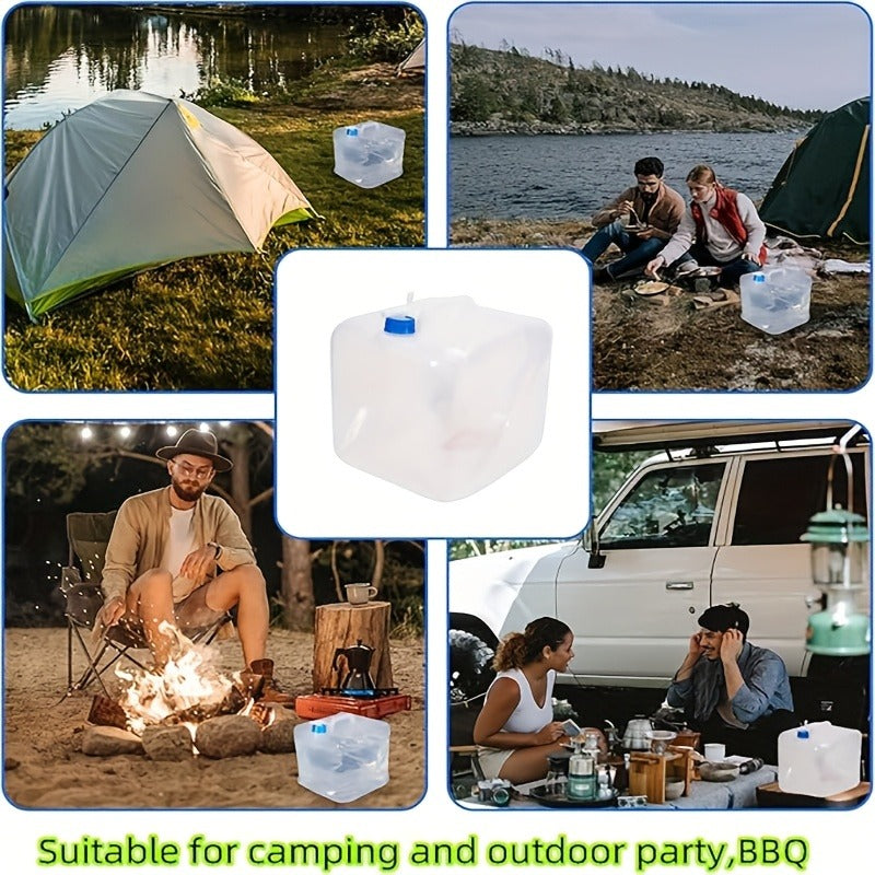 Foldable Water Storage Container 5.28 Gallon | Food-Grade BPA-Free Collapsible Water Jug with Spigot & Handle | Hiking | Leak-Proof Rectangular Design for Camping | Emergency Backup | Road Trips & Outdoor Use