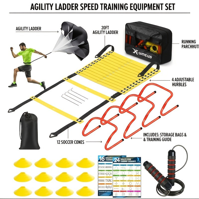 Speed & Footwork Drills with Carry Bag – Agility Ladder Training Set