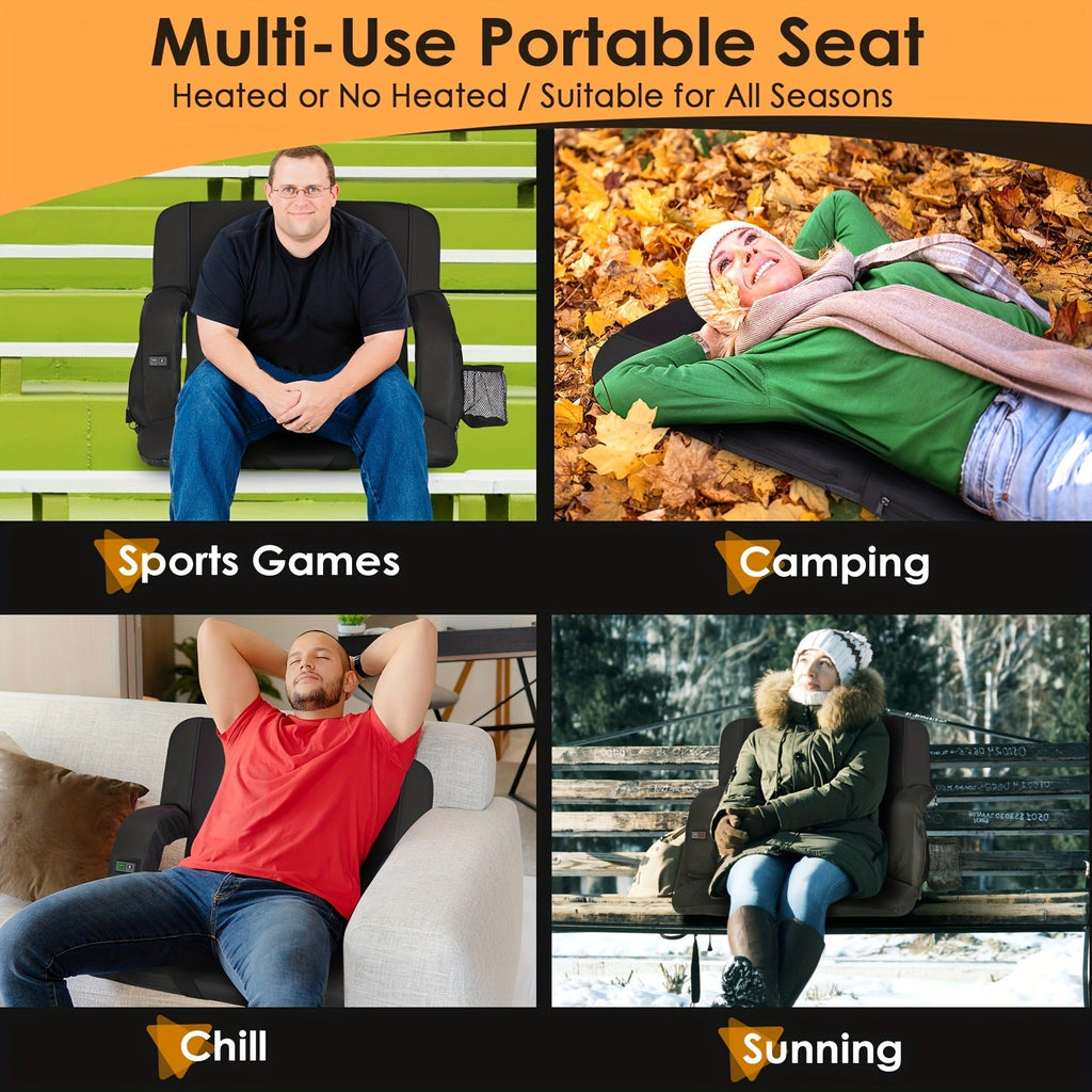 Heated Stadium Seat with Massage | 3-Level Heat & 6 Modes