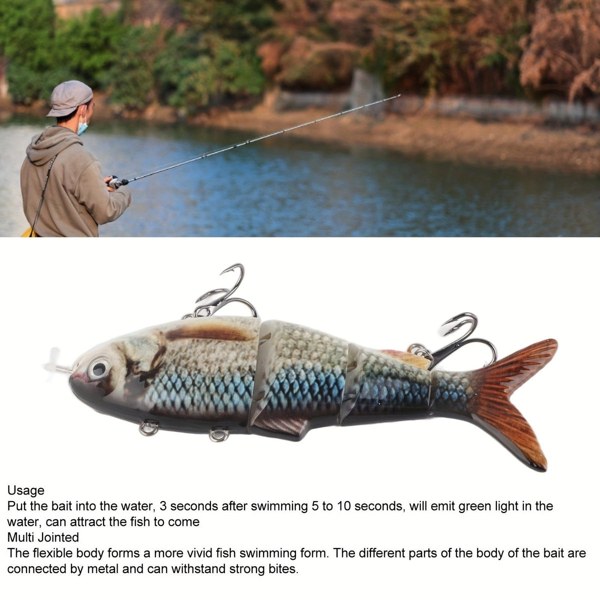 Multi-Jointed Wobbler Swimming Fishing Bait, Realistic Robot Fish Lure for Bass Pike Perch, Ice Fishing & Winter Fishing Gift for Men – Electric Robotic - product image 7